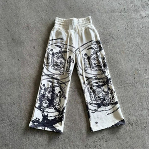 กางเกงวอร์มขาบานพิมพ์ลายต้นไม้แบบกำหนดเอง น้ำหนักเบา สวมใส่สบาย พิมพ์ลายโลโก้ด้วยเทคนิคสกรีน ขอบเอวสองชั้น ทรงขาบาน - Product Image 2