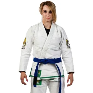 Ustom-kimono de tela de algodón para mujer, pantalones cortos 100% de tejido ligero con perlas BJJ GI Jiu jitsu Gi