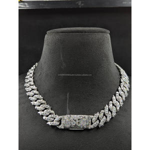 Modern Lab Grown Diamond Cuban <b>Necklace</b> for Men Luxury <b>Statement</b> Hip Hop Chain with Brilliant Sparkle By Trisha Jewels - Product Image 1