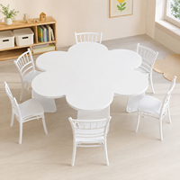 Ensemble table et chaises pour enfants en bois massif, forme de fleur, pour intérieur/extérieur, location pour fêtes et aires de jeux