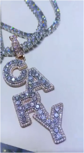 Pendentif personnalisé en moissanite VVS avec lettre, testé au diamant, nouveau design, en argent 925, style hip-hop, serti de pierres, bijoux fins - Product Image 2