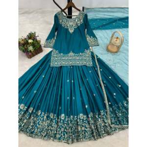 Women's <b>Top</b>-Lehenga Dupatta Set with Elegant Embroidery and <b>Sequins</b> Work for Parties - Product Image 4