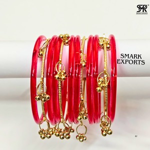 Luxury Handmade Jelly <b>Glass</b> <b>Bangle</b> Set with Kashmiri Ghungroo Traditional Ethnic Fashion Jewelry for Women and Girls - Product Image 3