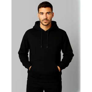 Sweat-shirt à capuche décontracté en maille épaisse 260g avec épaules tombantes et poches, personnalisable avec logo par impression par transfert thermique pour team building - Product Image 2