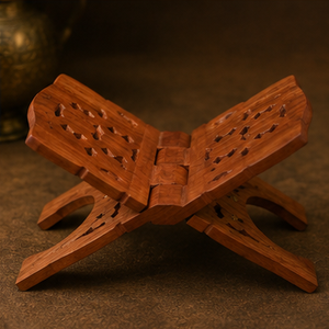 GUNVANTI Handmade Portable <b>Folding</b> Quran Stand Carved Sheesham Wood Rehal Book Rack Religious Home Decoration Craft - Product Image 2