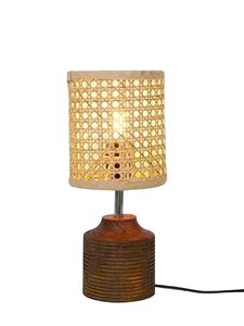 Handmade Rattan <b>Table</b> Lamp Woven Cylindrical <b>Bedside</b> Light <b>Rustic</b> Modern Decor for Living Room - Product Image 1