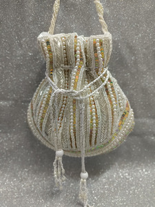 งานฝีมือทำมือ ผ้าฝ้ายวินเทจสำหรับกระเป๋าคลัทช์แบบมีเชือกผูก สำหรับงานแต่งงานและของขวัญสำหรับงานเลี้ยงเจ้าสาว - Product Image 3