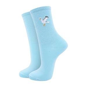 Chaussettes personnalisées avec logo brodé de mouettes en coton et fibre de bambou, coloris bordeaux, jaune moutarde et bleu, pour usage quotidien, collection printemps - Product Image 3