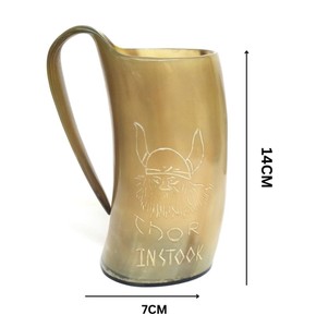 Taza de Cuerno Hecha a Mano, Taza para Beber de Diseño Rústico, Interior Liso, Estilo Tradicional, Vajilla Reutilizable para Bebidas - Product Image 2