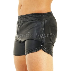 กางเกงขาสั้นหนังผู้ชายสีตัดกัน ราคาถูก ผลิตในปากีสถาน คุณภาพสูง สวมใส่สบาย ระบายอากาศได้ดี - Product Image 4