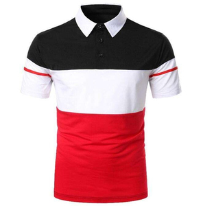 Polo tricoté tendance pour homme 2026, à manches courtes, style décontracté, avec blocs de couleur et rayures blanches, grises, noires et rouges - Product Image 4