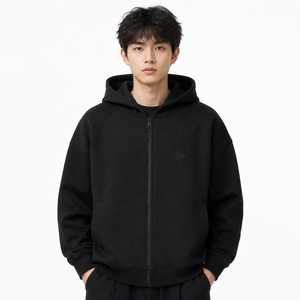 Sweat-shirt à capuche zippé en molleton 100 % coton pour homme, coupe classique, idéal pour l'hiver et les tenues décontractées - Product Image 4
