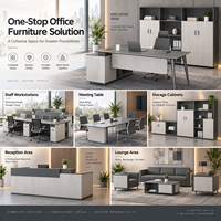 Bureau de direction moderne pour PDG avec armoire de rangement latérale, gestion des câbles, aspect bois, mobilier de bureau pour manager