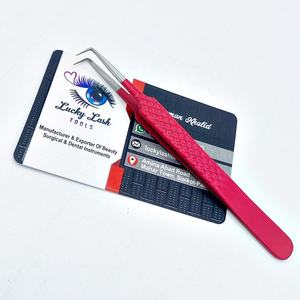 Pinzas de pestañas de Color rojo de 90 grados, la mejor punta de fibra, pinzas de extensión de pestañas de la mejor calidad - Product Image 2