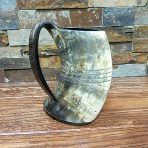 Mug à bière en corne naturelle, écologique, fait main, avec poignée courbée, design rustique, Rehman Craft, pour mariage, usage domestique, Uttar - Product Image 5