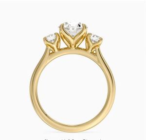 Bague de fiançailles pour femme avec diamant ovale et diamants princess sur les côtés, diamant de laboratoire classique - Product Image 4