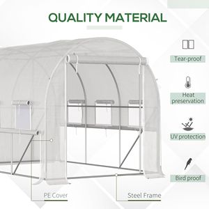 10X7 'X 7' X 7 'Tunnel Walk-in serra con copertura Anti-strappo PE piante da esterno scuola materna porte a cerniera maglia finestre colore bianco - Product Image 5