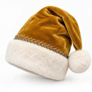 Chapeau de Père Noël classique rouge uni avec bordure en fourrure blanche et pompon, 100% toile polyester, pour homme, idéal pour la plage - Product Image 3