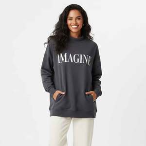 <b>Mock</b> <b>Neck</b> Women Urban Sweatshirt Trendy Street Style Cozy Pullover Relaxed Silhouette Long Sleeve <b>Top</b> Great For Casual - Product Image 1