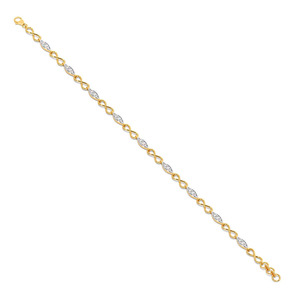 <b>Infinity</b> Leaf Diamond <b>Bracelet</b> with Yellow Gold Link Design and Marquise Cluster Accents - Product Image 3