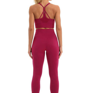 Ensemble de yoga pour femmes, vêtements de sport, qualité supérieure, design sans couture, matière Spandex/Nylon, séchage rapide, respirant, fermeture à cordon - Product Image 5