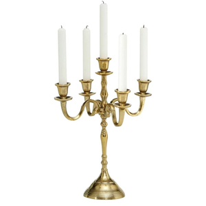 Stylish <b>Tall</b> Gold Aluminum 5-Arm Candelabra Candle Holder Elegant Vintage Metal Wedding <b>Table</b> Centerpiece Home Decor Gift - Product Image 1