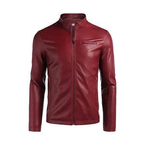 Classic Design Zipper Style <b>Winter</b> <b>Leather</b> <b>Jacket</b> with Stand Collar and Front Logo Breathable Custom Logo Option for Men - Product Image 1