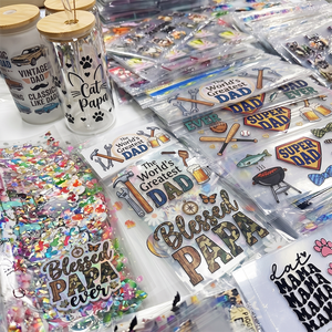 16oz Custom UV for Waterproof Cup <b>Wraps</b> with Cold Transfer Rub-on Stickers for Glass Tumblers DIY - Product Image 1