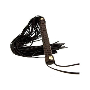 <b>Red</b> Leather Whip With Braided Handle And Tassels - Product Image 3