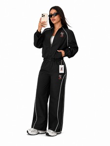 Conjunto Deportivo Cortavientos Ligero para Mujer, Chaqueta con Cierre Completo y Pantalones Jogger, Ropa Deportiva para Correr, Entrenamiento y Ejercicio - Product Image 1