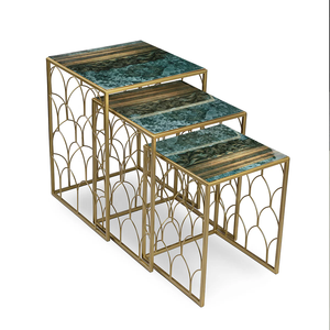 Mesa anidada superior de madera con Base metálica con recubrimiento en polvo Buen diseño 2025 Venta al por mayor Artículo de lujo moderno Mejor calidad Venta caliente - Product Image 4