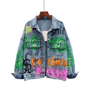 เสื้อแจ็กเก็ตแนวสตรีทผ้าแคนวาสแฟชั่นฤดูหนาวสำหรับผู้ชายพิมพ์ลายตัวอักษรกราฟฟิตี้ฮาราจูกุหลุดลุ่ย - Product Image 1