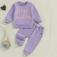 Çocuklar için 2 Parça Kapüşonlu Velur Günlük Eşofman Takımı Unisex Sonbahar Kış
