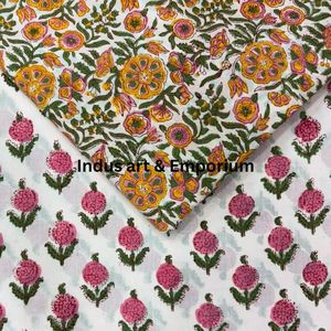 Block Print Cotton Cambric 60X60 Running Fabric Traditional Jaipuri Print Cotton Fabric - Product Image 3