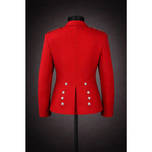 เสื้อแจ็คเก็ตเจ้าชายชาร์ลีสีแดงสำหรับผู้ชายและเสื้อกั๊กสีขาว - เสื้อแจ็คเก็ตผ้าขนสัตว์สก็อตแลนด์ - ชุดแต่งงานสไตล์ไฮแลนด์ - Product Image 2