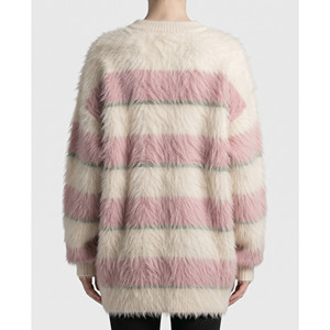 Nouveau Pull en Mohair Tricoté pour Femme Automne Hiver, Rayures Personnalisées, Col Rond Ample, Chandail en Mohair pour Dames - Product Image 6