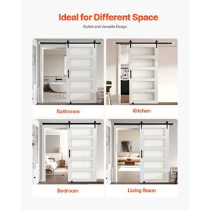 Kit Hardware per Porta Scorrevole in Vetro con Pannello MDF 42 X 84 Pollici, Alta Resistenza, Impermeabile, in PVC, Facile da Installare - Product Image 6