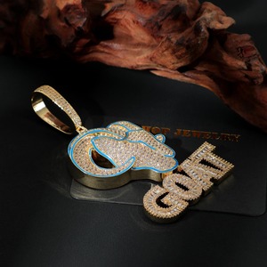 Pendentif Goff en Moissanite Plaqué Or avec Tête de Taureau, Bijou Hip Hop pour Homme, Pendentif Lettre Iced Out pour Usage Quotidien - Product Image 5