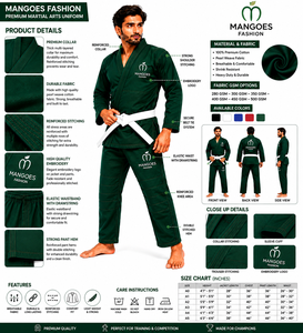 Kimono de Jiu-Jitsu Brésilien de Haute Qualité, 100% Coton Léger, Personnalisable, Tenue d'Arts Martiaux avec Option de Logo Frontal - Product Image 6