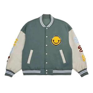 2026 Custom Men's Varsity Jacket Uniform Classic Letterman Style Wool and PU Leather Bomber <b>Coat</b> with Logo for Team - Product Image 1
