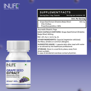 Extracto de Semilla de Uva 400mg, Proantocianidinas Estandarizadas, 60 Cápsulas Vegetarianas, Extracto Herbal en Botella, Uso en Adultos, GMP - Product Image 2