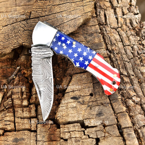 Premium Stainless Steel Straight Edge Folding Pocket Knife Handmade Hunting Camping Survival EDC Leather Sheath Custom Logo OEM - Product Image 5