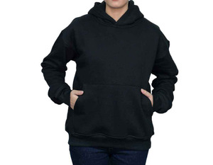 Custom Women's <b>Black</b> Heavyweight Cotton Polyester <b>Fleece</b> Hoodie OEM ODM Manufacturer Supplier Factory Wholesale Bulk Logo - Product Image 1