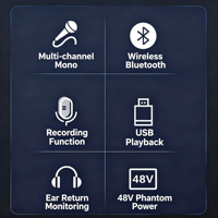 Console de mixage audio numérique professionnelle HD-16C 16 canaux avec 99 effets DSP, 48V, Bluetooth, USB, en métal, pour scène et église