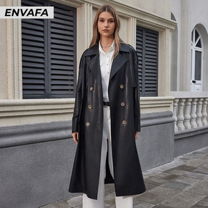 Chaqueta de Cuero Personalizada, Chaqueta de Cuero Negra para Mujer, Chaqueta de Cuero PU, Chaquetas de Cuero para Mujer, Gabardina - Product Image 1