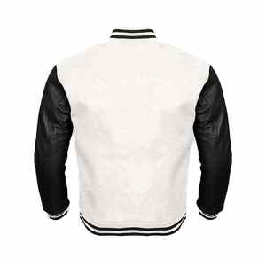 Chaquetas Universitarias de Invierno para Hombre, Diseño Personalizado, Mangas de Cuero Blanco, Lana Negra, Ecológicas, de Secado Rápido, con Logotipo Frontal - Product Image 2