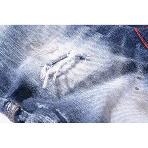 Pantalones Vaqueros de Mezclilla para Hombre, Personalizados, 100% Algodón, Desgastados, Ajustados, Casuales, Estilo Urbano - Product Image 6
