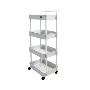 White 3 Tier Rolling Storage <b>Trolley</b> Plastic Organizer Cart <b>with</b> Handle and <b>Wheels</b> for <b>Kitchen</b> Bathroom Office - Product Image 2