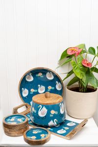 Bol de service imprimé en émail pour salade de fruits, différentes tailles, collection artisanale pour la salle à manger et la cuisine - Product Image 3