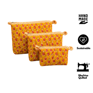 Jaipur Block Print <b>Toiletry</b> Bag Set of 3 Sizes Multi-Function Cosmetic <b>Storage</b> Travel Organizers Daily Use Durable Machine Wash - Product Image 2